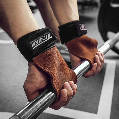 Wrist Straps w/ Leather Handle For Pull ups, Deadlifting & Shrugs, etc.