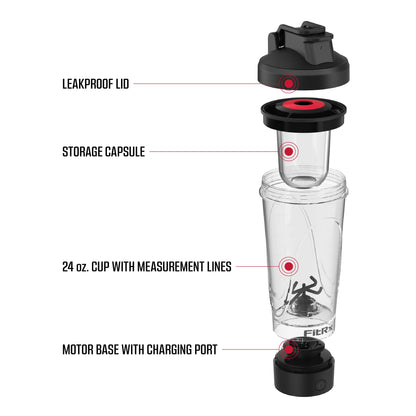 Electric Shaker Bottle, Rechargeable Portable Shaker Bottle, 24Oz., Black