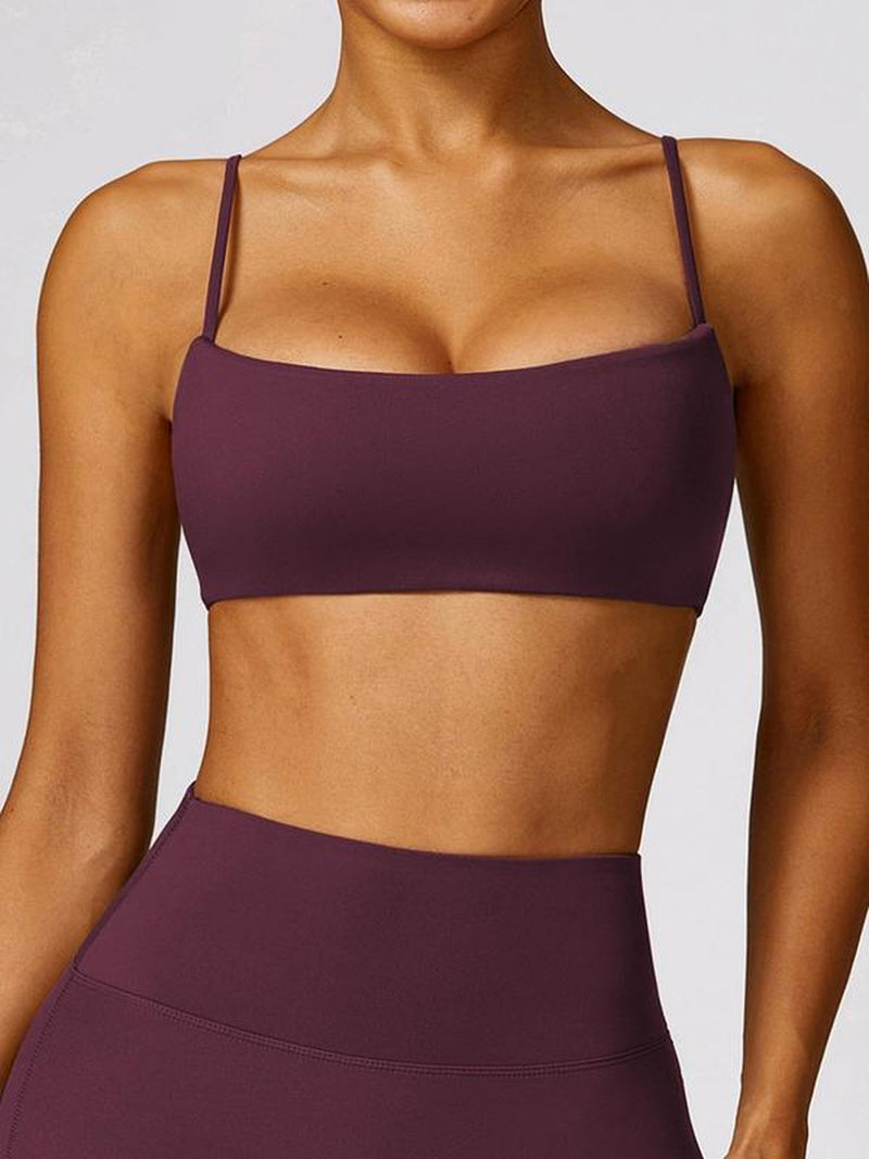 Women'S Solid Neck Crop Sports Bra, Quick Drying Breathable Comfortable Sports Bra, Ladies Sportswear for Indoor Outdoor Wear, Gym Clothes